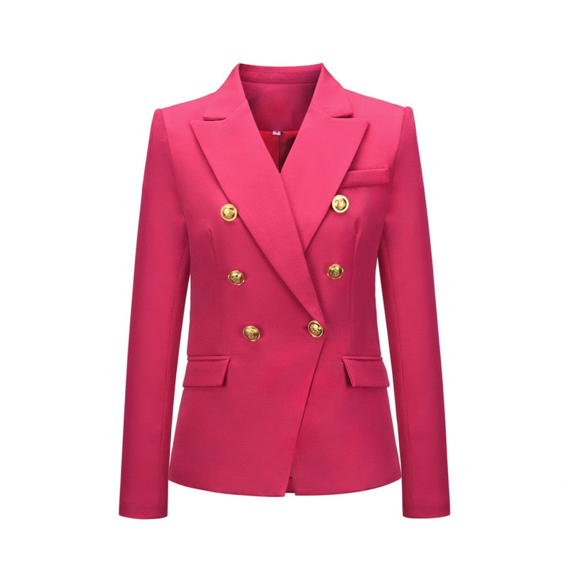 S-2XL Women Casual Double-breasted Lapel Blazer