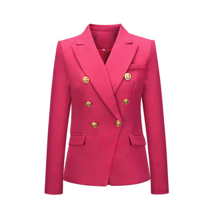 S-2XL Women Casual Double-breasted Lapel Blazer