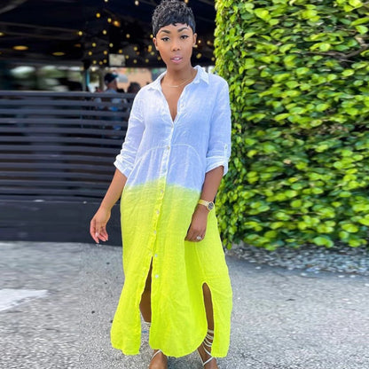 S-XXL Women Casual Single-breasted Maxi Dresses