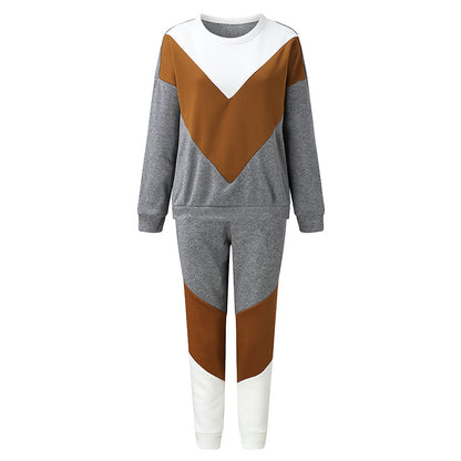 Conjunto casual de manga larga con bloques de color a la moda para mujer tallas S-XL