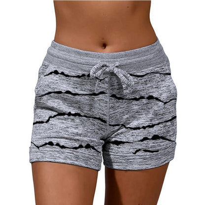 S-5XL Women Plus Size Casual Fashion Stripe Printed Drawstring Waist Sport Shorts