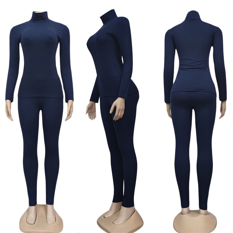 Conjunto de dos piezas formado por top y pantalón de manga larga, básico, informal, de color liso, para mujer, tallas S-2XL, para otoño