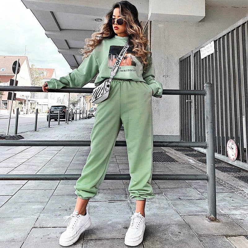 S-2XL Women Winter Casual Fleece-Lined Thicken Solid Color High-Waisted Jogger Pants Sweatpants