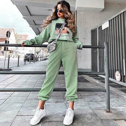 S-2XL Women Winter Casual Fleece-Lined Thicken Solid Color High-Waisted Jogger Pants Sweatpants