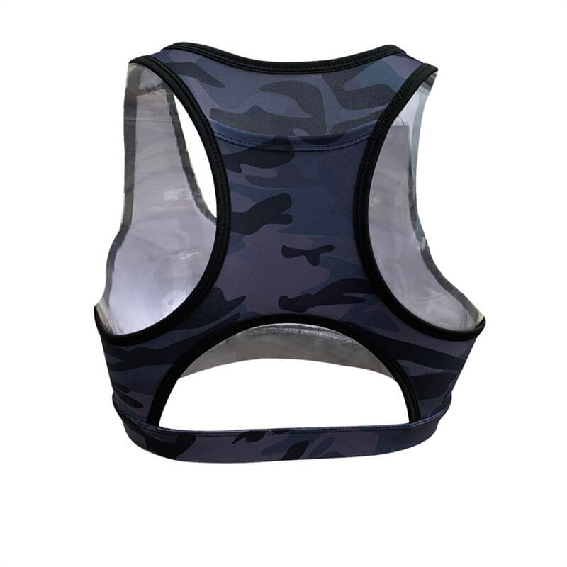 Sujetador deportivo informal sin mangas con diseño de bolsillo trasero a rayas y estampado floral recortado para mujer tallas S-XL