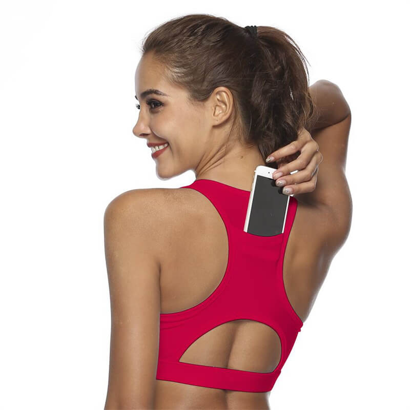 Sujetador deportivo informal sin mangas con diseño de bolsillo trasero a rayas y estampado floral recortado para mujer tallas S-XL