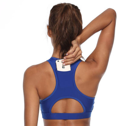 Sujetador deportivo informal sin mangas con diseño de bolsillo trasero a rayas y estampado floral recortado para mujer tallas S-XL