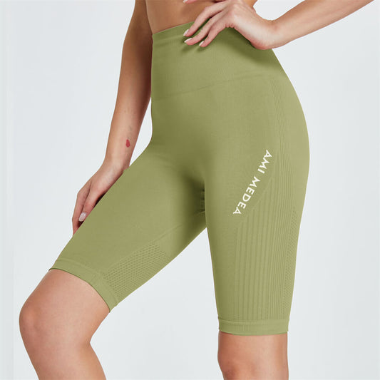 Pantalones cortos de motociclista capri de cintura alta con estampado de letras informales para mujer SL