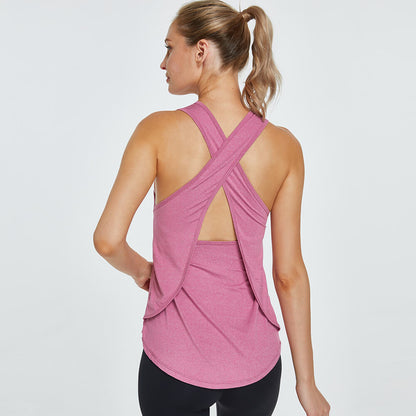 S-XL Women Casual Basic Solid Color Sleeveless Cut Out Cross Back Top
