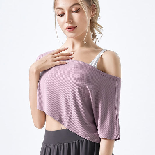 Camiseta corta informal básica de color liso con hombros descubiertos para mujer, tallas S-XL