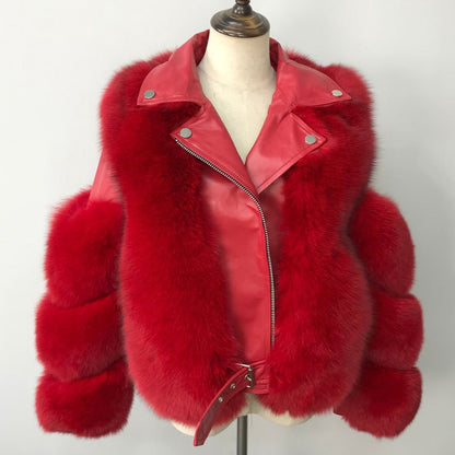Abrigo de peluche informal de invierno para mujer, con solapa, de piel sintética, de color liso, con retazos y cremallera, de manga larga