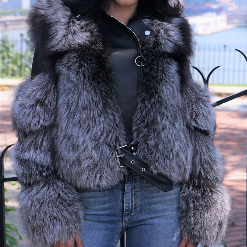 Abrigo de peluche informal de invierno para mujer, con solapa, de piel sintética, de color liso, con retazos y cremallera, de manga larga