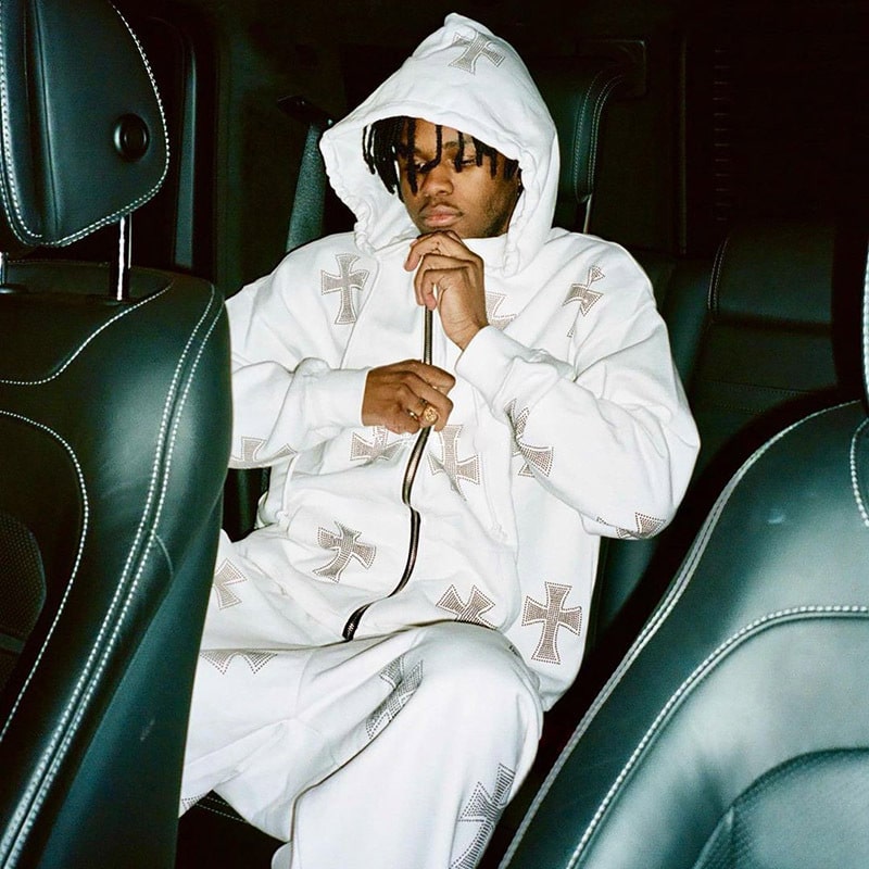 Couple Casual Long Sleeve Hat Rope Zipper Cross Hot Rhinestones Design Hoodie And Jogger Pants Two-piece Set