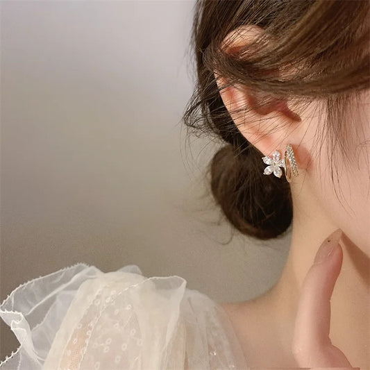New Arrival Women Fashion Classic Flower Zircon Cute Elegant Female Trendy Jewelry Gift Earring