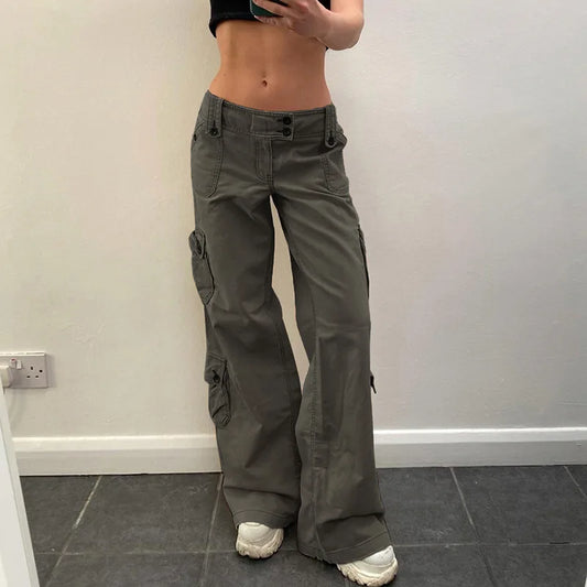 Summer Double-breasted Cargo Multi-pocket Denim Pants