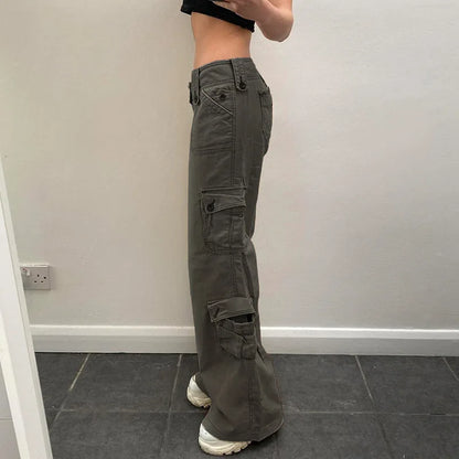 Summer Double-breasted Cargo Multi-pocket Denim Pants