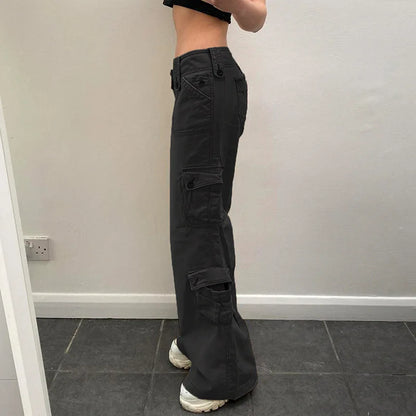 Summer Double-breasted Cargo Multi-pocket Denim Pants
