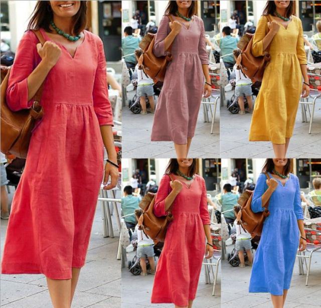 Women Casual Autumn And Winter Long Sleeve Plus Size Loose Dress