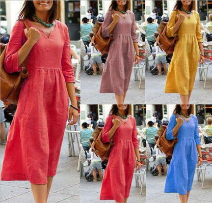 Women Casual Autumn And Winter Long Sleeve Plus Size Loose Dress