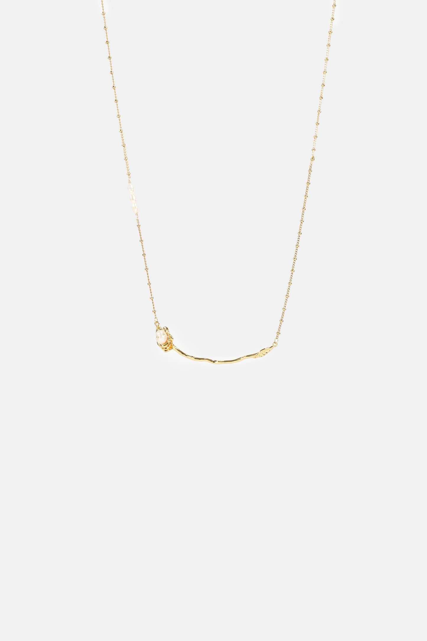 Faux Pearl Rose Necklace