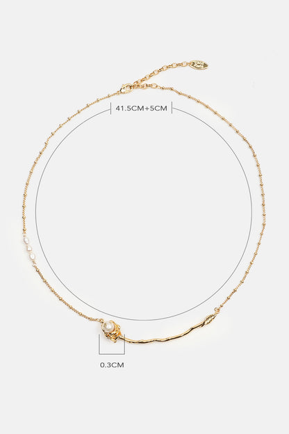 Faux Pearl Rose Necklace