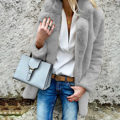 2025 Autumn Winter New Long Sleeve Polo Collar Women Fur Coat
