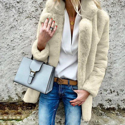 2025 Autumn Winter New Long Sleeve Polo Collar Women Fur Coat