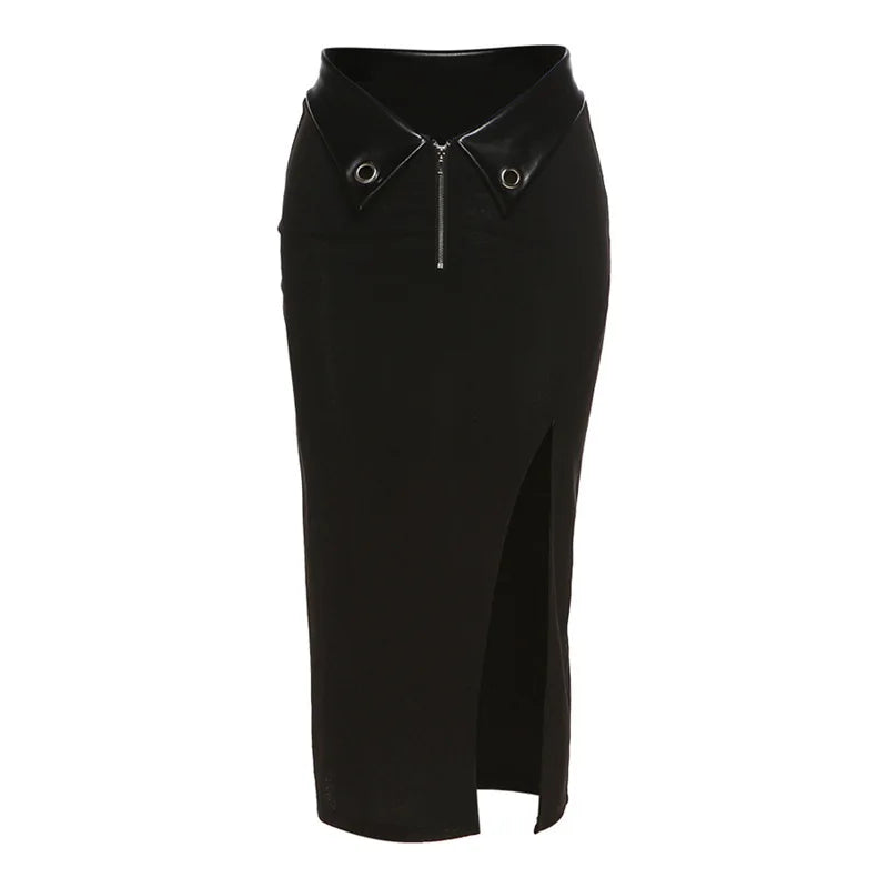 2025 New Black Sexy Irregular Women Summer Charm Split Long Slim Party Bodycon Skirt