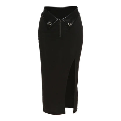 2025 New Black Sexy Irregular Women Summer Charm Split Long Slim Party Bodycon Skirt