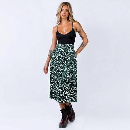 Leopard Print Split Fashion Long Skirt