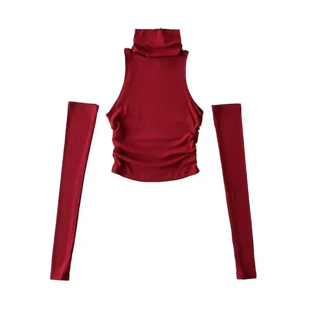 2025 New Spicy Girls Y2k Tops Oversleeve Sexy Turtleneck Tank Top for Women&#8217;s Slim Fit Short tshirt Skinny Streetwear Crop Top
