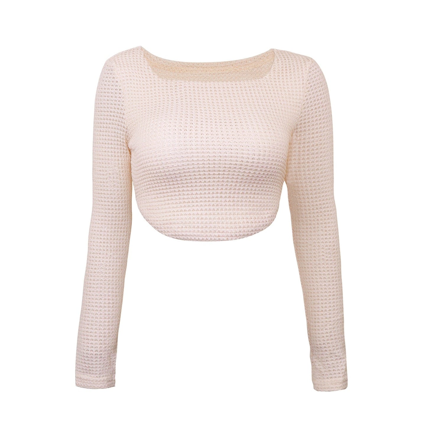 DressBetty - Long Sleeve Square Neck Knitted Crop Top Women Y2k Sexy T Shirts