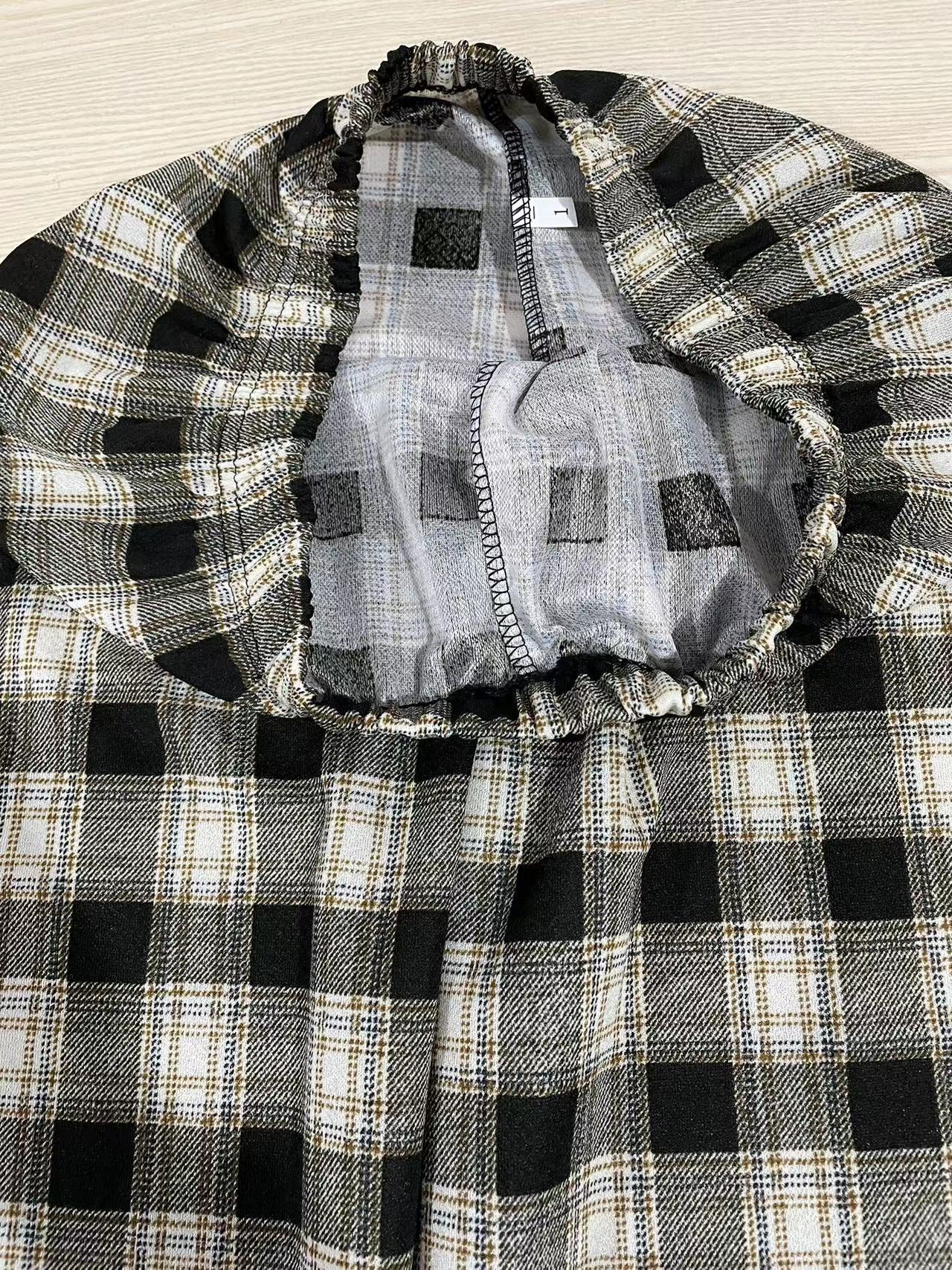 Women Edgy Summer High Waist Straight Plaid Loose Casual Wide Leg Pants