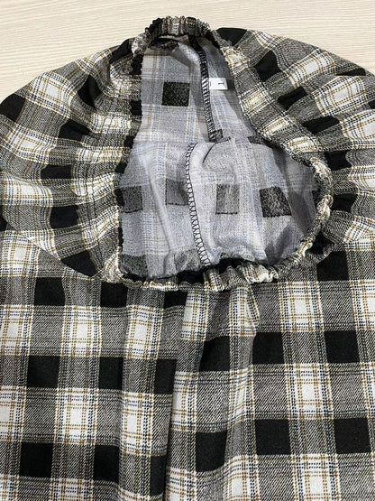 Women Edgy Summer High Waist Straight Plaid Loose Casual Wide Leg Pants
