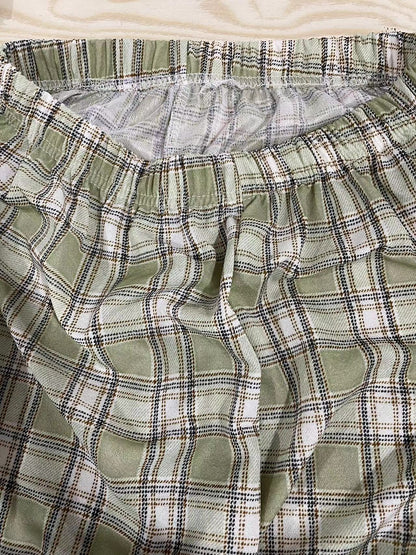 Women Edgy Summer High Waist Straight Plaid Loose Casual Wide Leg Pants