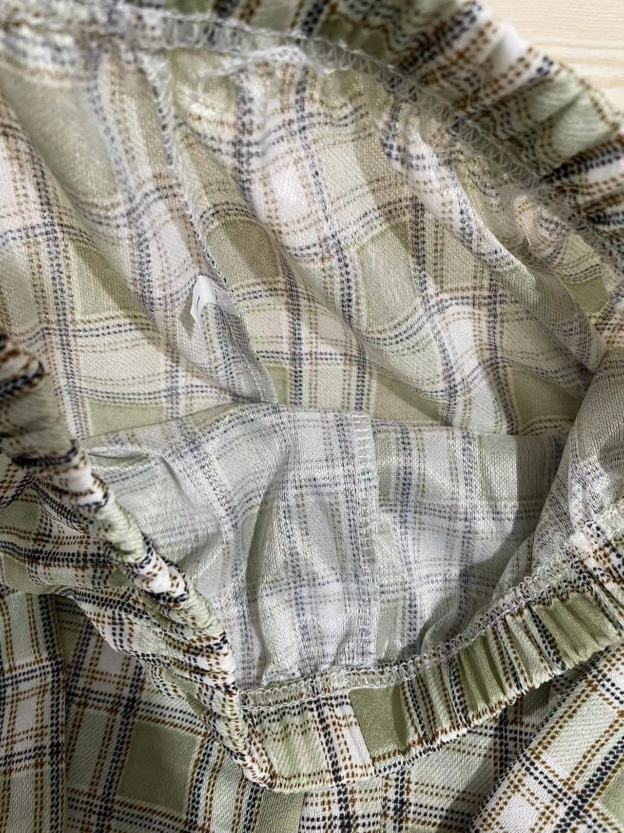 Women Edgy Summer High Waist Straight Plaid Loose Casual Wide Leg Pants