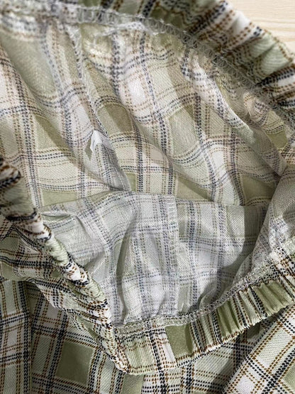 Women Edgy Summer High Waist Straight Plaid Loose Casual Wide Leg Pants