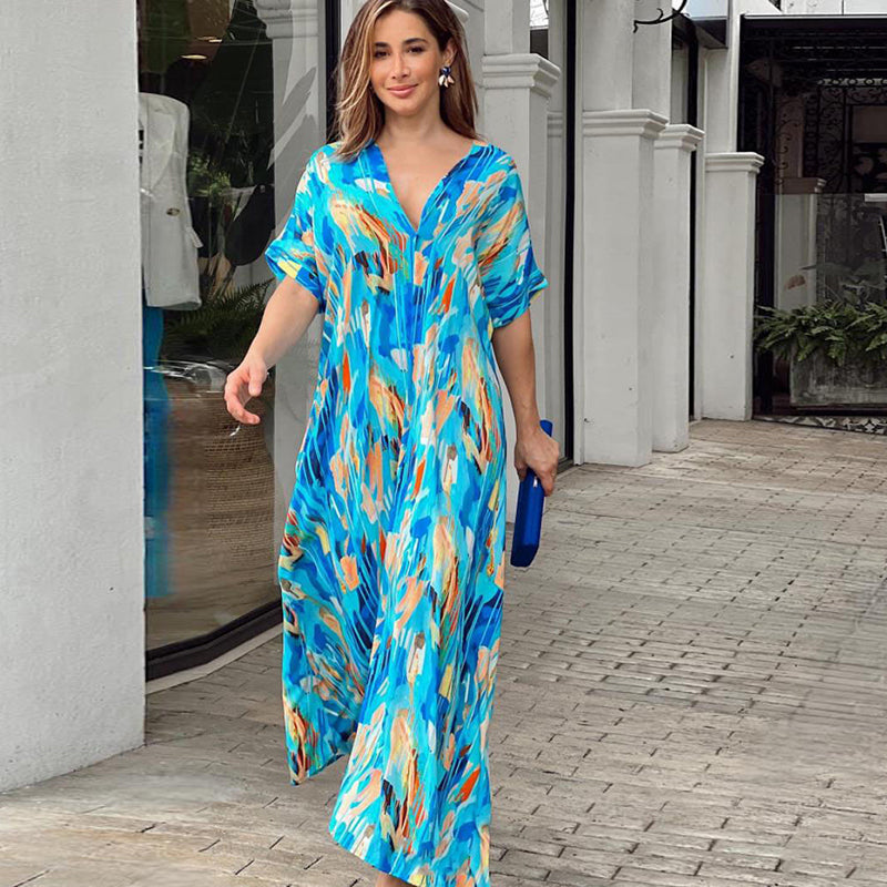 Women'S Casual Painted Print Loose Dress
