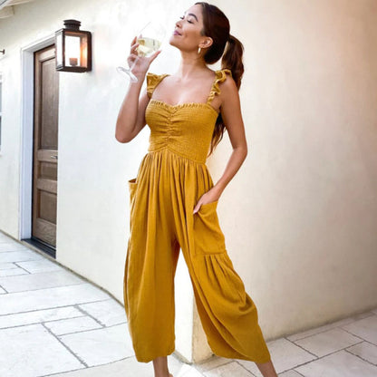 Women'S Casual Solid Color Straight Leg Jumpsuit