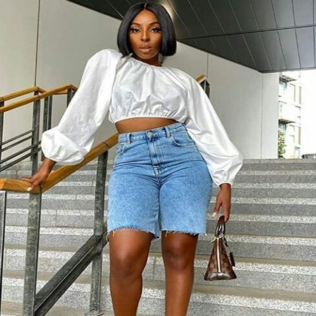 Women'S Fashion Casual Ripped Denim Raw Hem Shorts