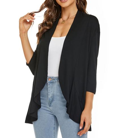 Chaleco informal abierto con volantes para mujer | Ideal para primavera/verano