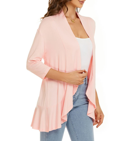 Chaleco informal abierto con volantes para mujer | Ideal para primavera/verano