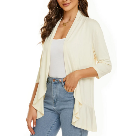 Chaleco informal abierto con volantes para mujer | Ideal para primavera/verano