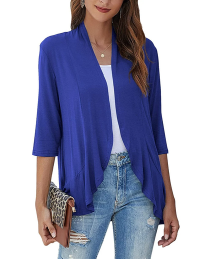 Chaleco informal abierto con volantes para mujer | Ideal para primavera/verano