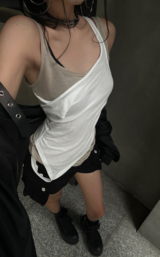 Faux Two-Piece Layered Tank Top