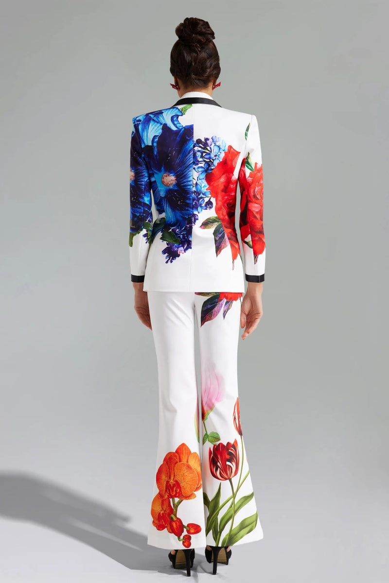 Conjunto de blazer con estampado floral Guga