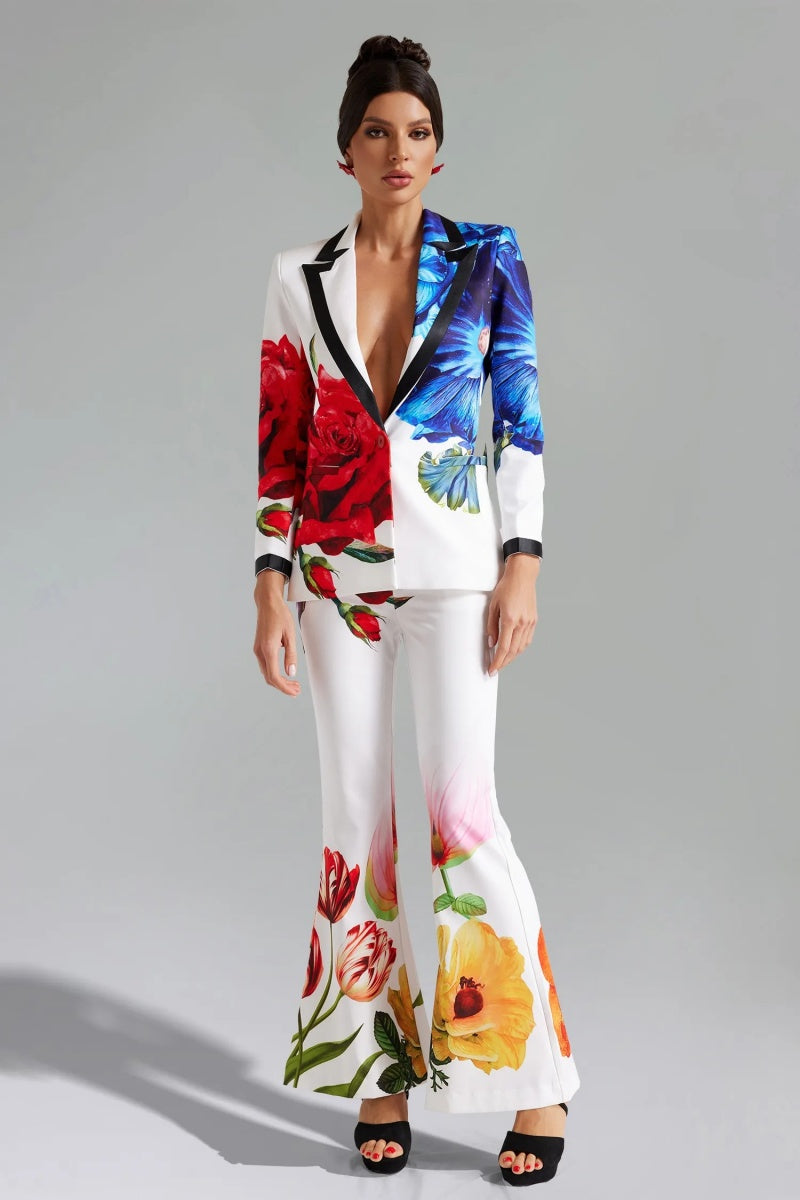 Conjunto de blazer con estampado floral Guga