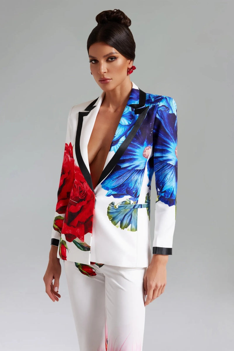 Conjunto de blazer con estampado floral Guga