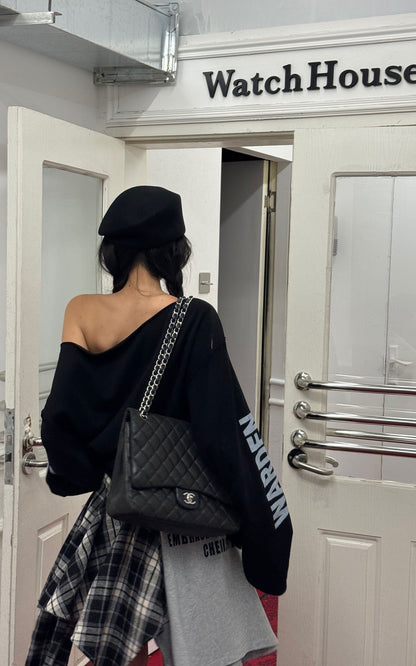 Asymmetrical Off-Shoulder Long Sleeve Top