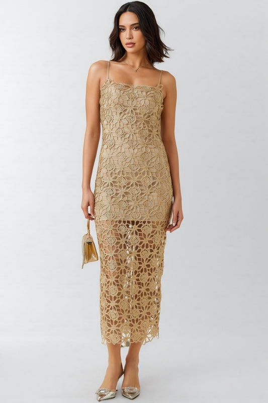 Zephyra Floral Embroidery Midi Dress Set